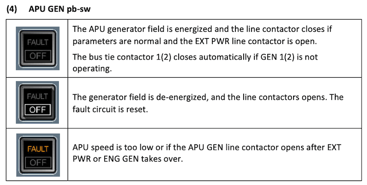 A320 Electrical Overhead Panel - APU GEN