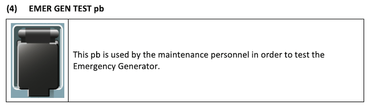 A320 Emergency Electrical Power - EMER GEN TEST